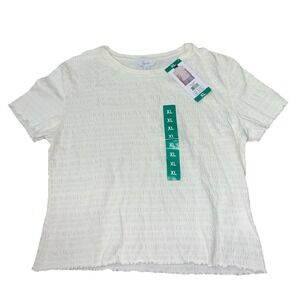 NWT Women's KERSH Cream Stretch Bubble Blouse Size *XXL*